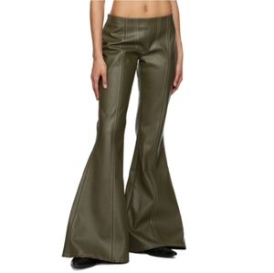 ELENA VELEZ SSENSE Green Acid Rock Flair Faux- Leather Pants 8